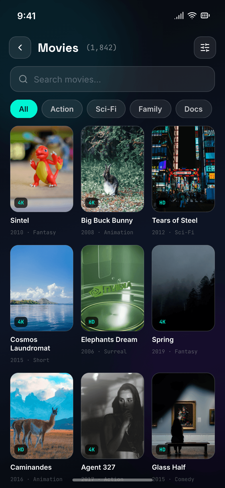 Movies catalog view