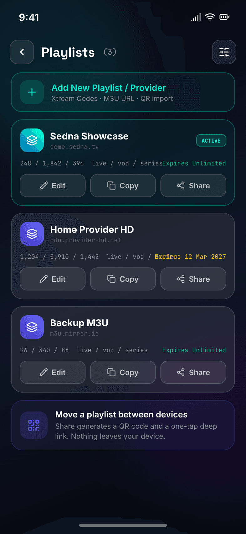Playlists and accounts manager